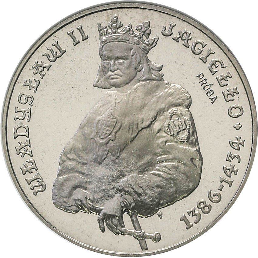 PRL. PRÓBA Nikiel 5.000 złotych 1989 Jagiełło półpostać